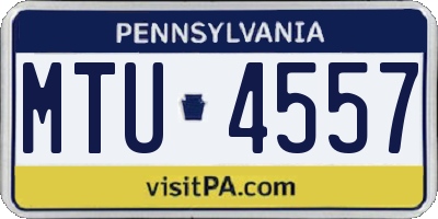 PA license plate MTU4557