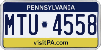 PA license plate MTU4558