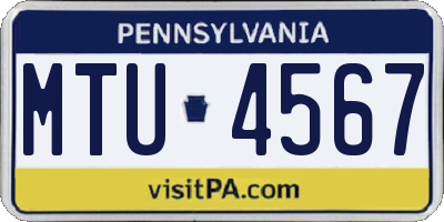 PA license plate MTU4567