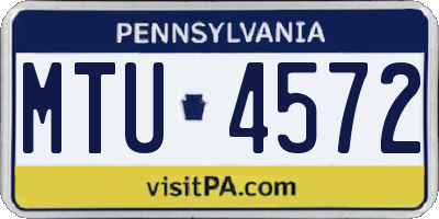 PA license plate MTU4572