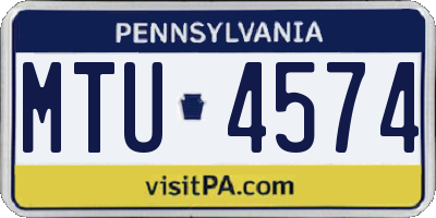 PA license plate MTU4574