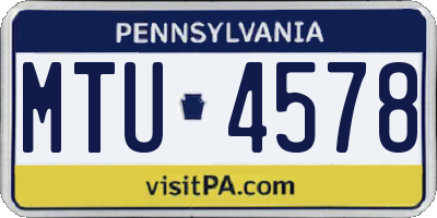 PA license plate MTU4578