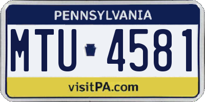 PA license plate MTU4581