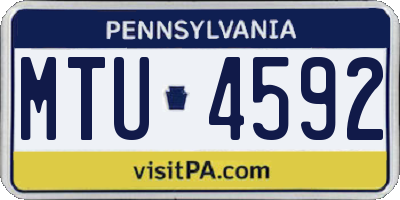 PA license plate MTU4592