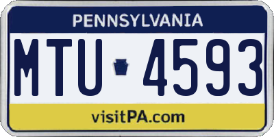 PA license plate MTU4593