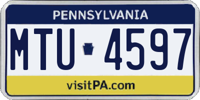 PA license plate MTU4597