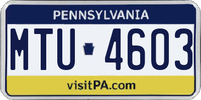 PA license plate MTU4603