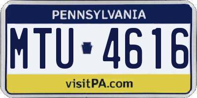 PA license plate MTU4616