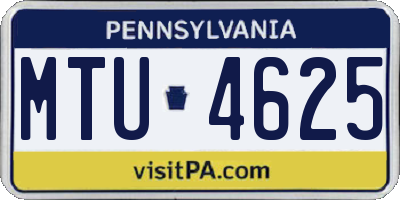 PA license plate MTU4625