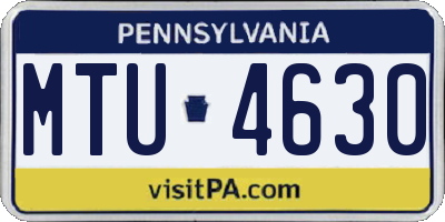 PA license plate MTU4630