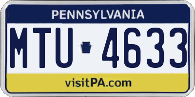 PA license plate MTU4633