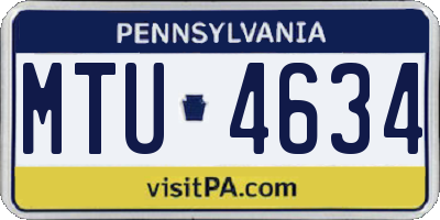 PA license plate MTU4634