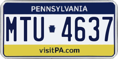 PA license plate MTU4637
