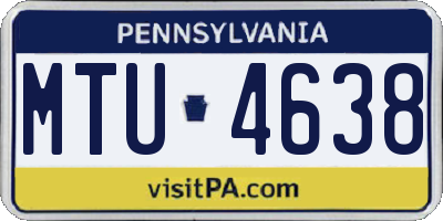 PA license plate MTU4638