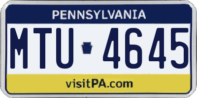 PA license plate MTU4645