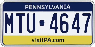 PA license plate MTU4647