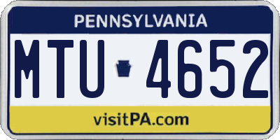PA license plate MTU4652