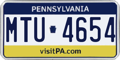 PA license plate MTU4654