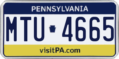 PA license plate MTU4665