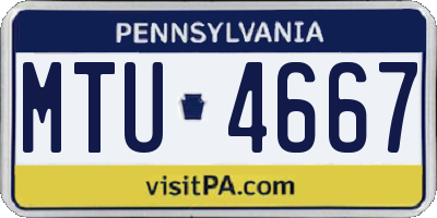 PA license plate MTU4667