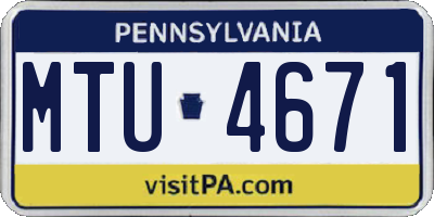 PA license plate MTU4671