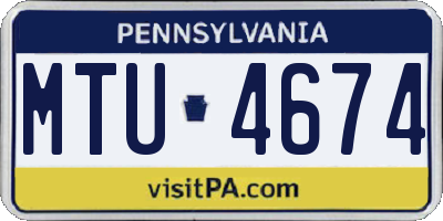 PA license plate MTU4674