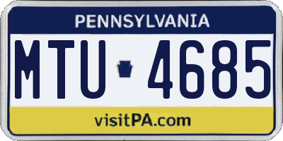 PA license plate MTU4685