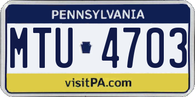 PA license plate MTU4703