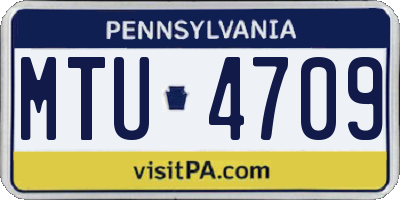 PA license plate MTU4709