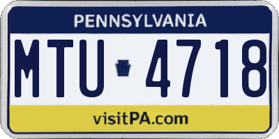 PA license plate MTU4718