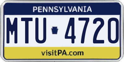PA license plate MTU4720