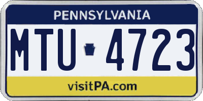 PA license plate MTU4723