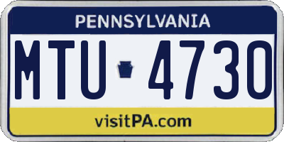 PA license plate MTU4730