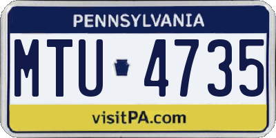 PA license plate MTU4735