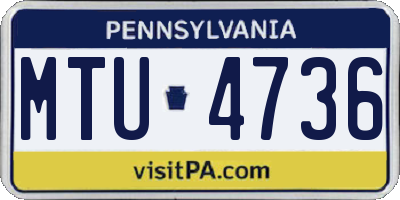 PA license plate MTU4736