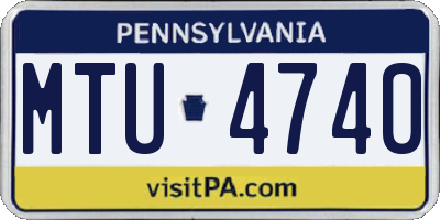 PA license plate MTU4740