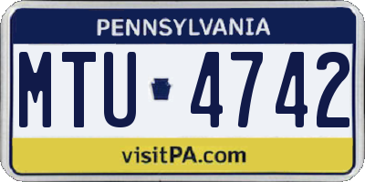 PA license plate MTU4742