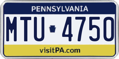 PA license plate MTU4750