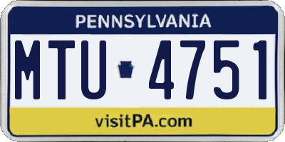 PA license plate MTU4751