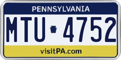 PA license plate MTU4752