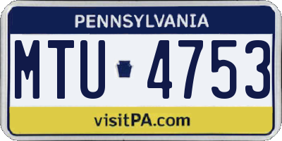 PA license plate MTU4753