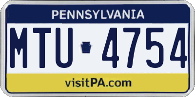PA license plate MTU4754