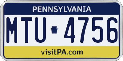 PA license plate MTU4756