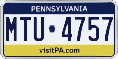 PA license plate MTU4757