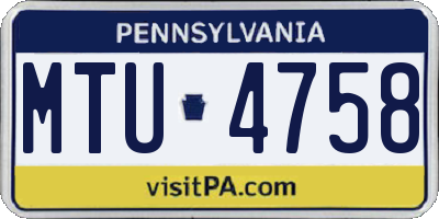 PA license plate MTU4758