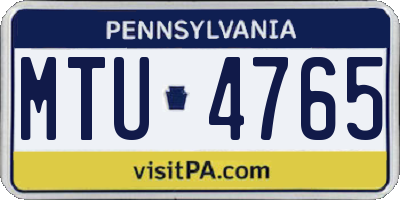 PA license plate MTU4765
