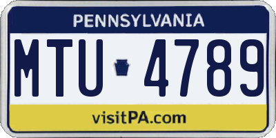 PA license plate MTU4789