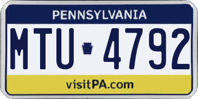 PA license plate MTU4792
