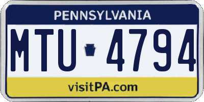 PA license plate MTU4794