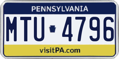 PA license plate MTU4796